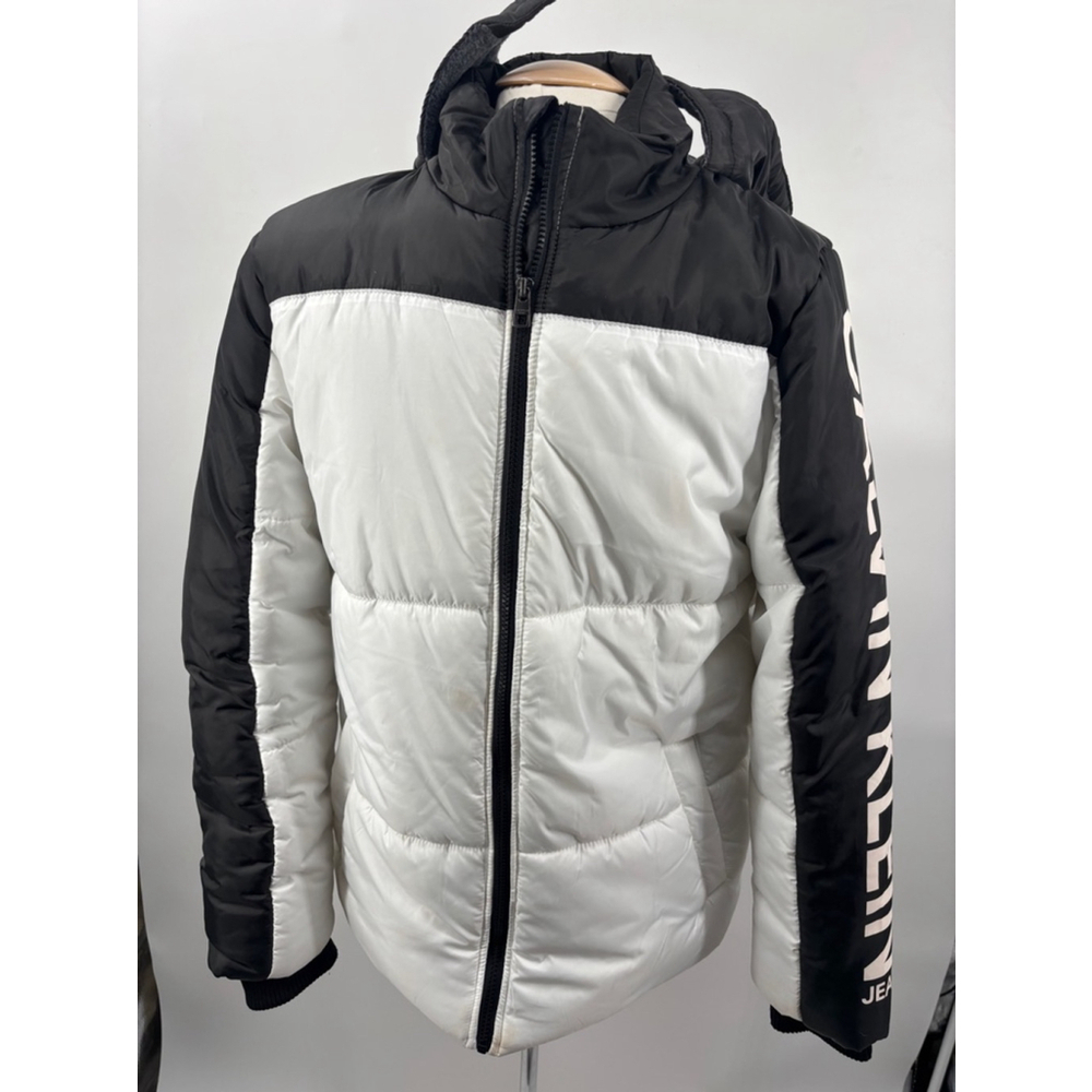 Boy’s Calvin Klein Puffer Jacket, Size M, White & Black - Picture 7 of 15